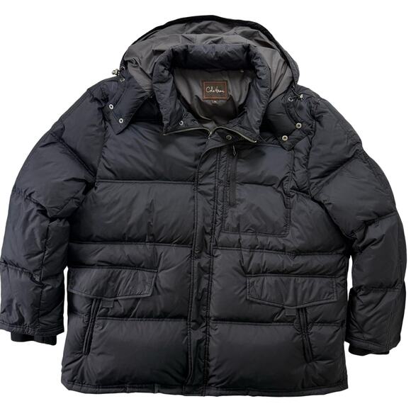 COLE HAAN Men's Size XXL Down Puffer Jacket Winter Ski Coat Removable Hood - Picture 2 of 8